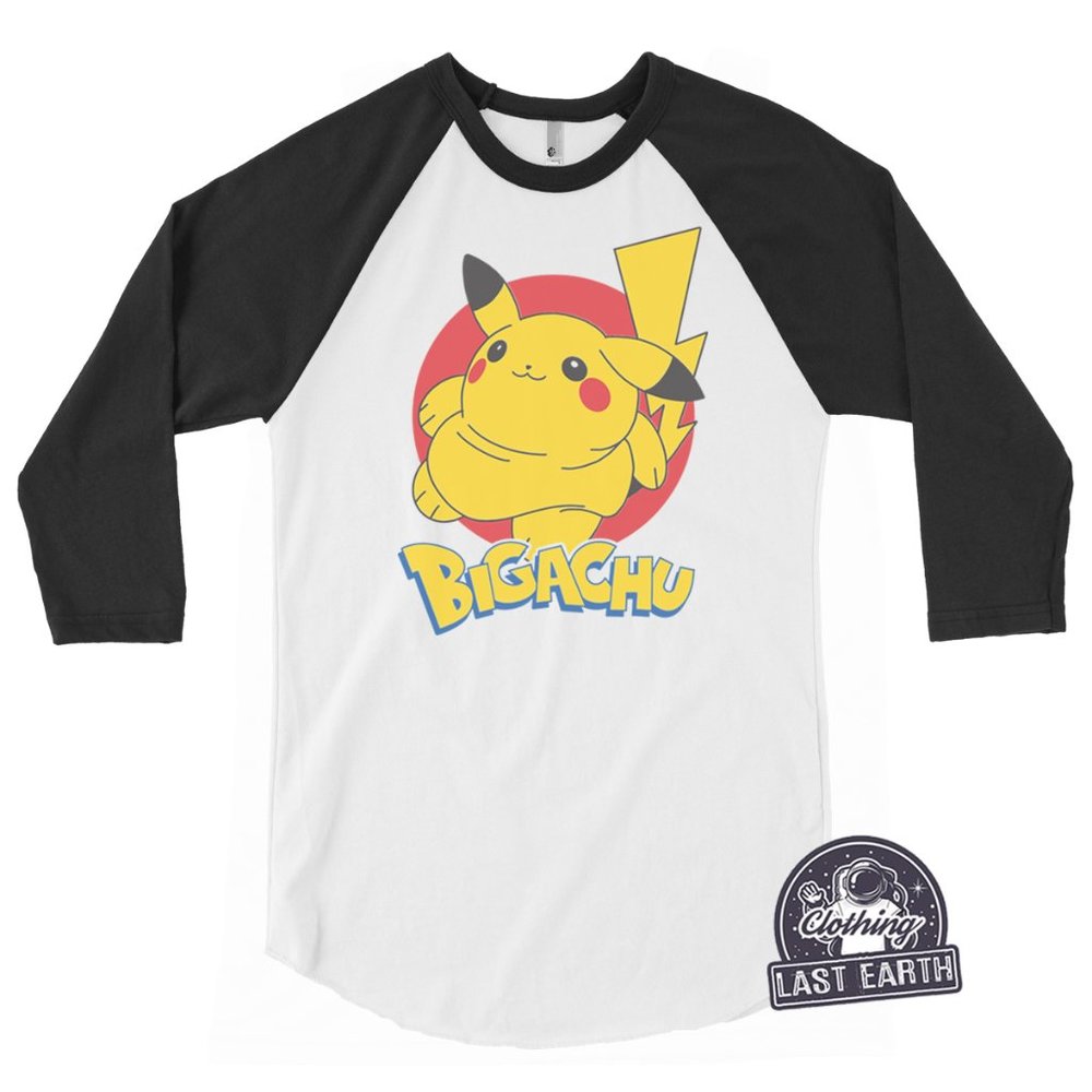 Bigachu T-Shirt Funny Pokemon Shirt Pikachu Tee Mens Women Kids